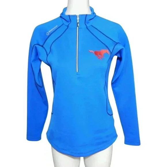 Sunice Womens Megan Stretch Quarter-Zip Pullover Size Medium Blue Red Mustang - Picture 1 of 9